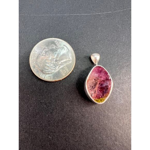 NEW Watermelon pink tourmaline sterling silver pendant 2.51 grams - Picture 2 of 8